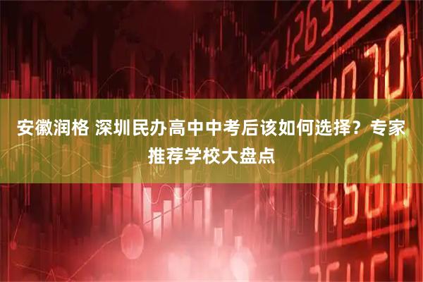 安徽润格 深圳民办高中中考后该如何选择？专家推荐学校大盘点