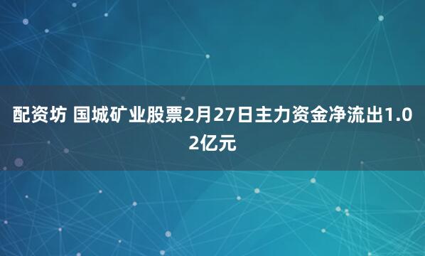 配资坊 国城矿业股票2月27日主力资金净流出1.02亿元